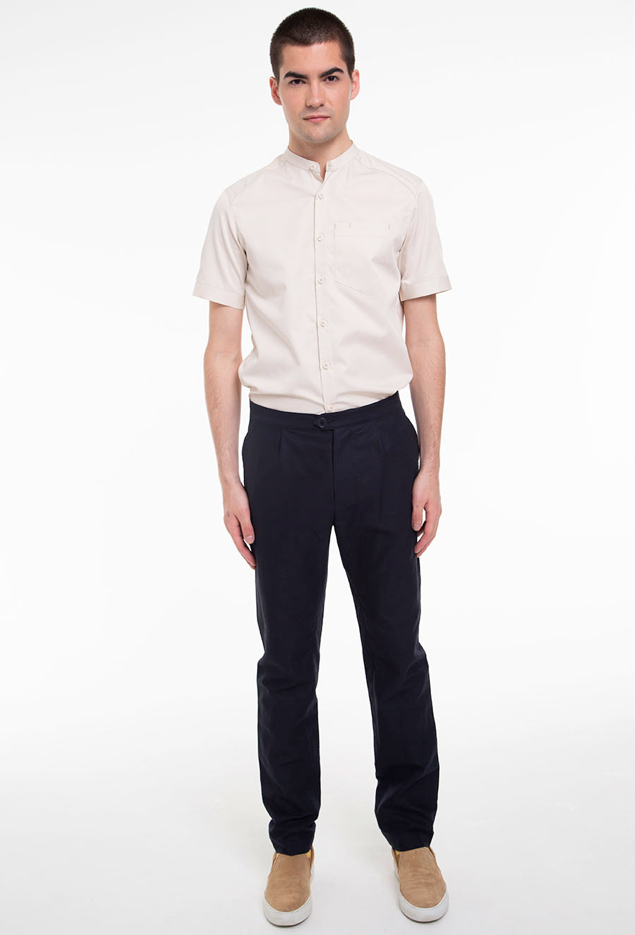 Relaxed Fit Grandad Collar Shirt