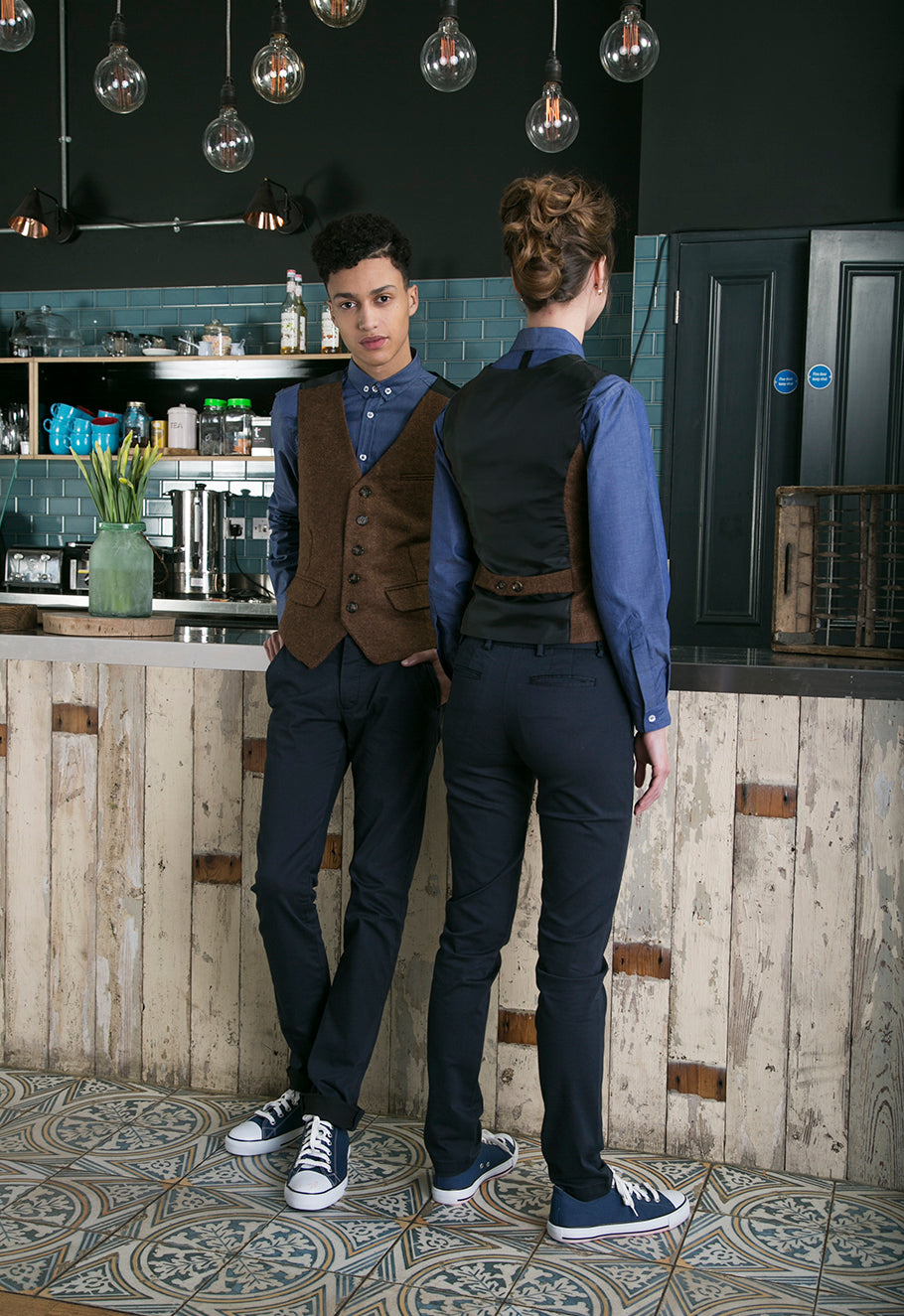 Male Single Breasted Fitted Waistcoat - Sale - Black, Dark Navy