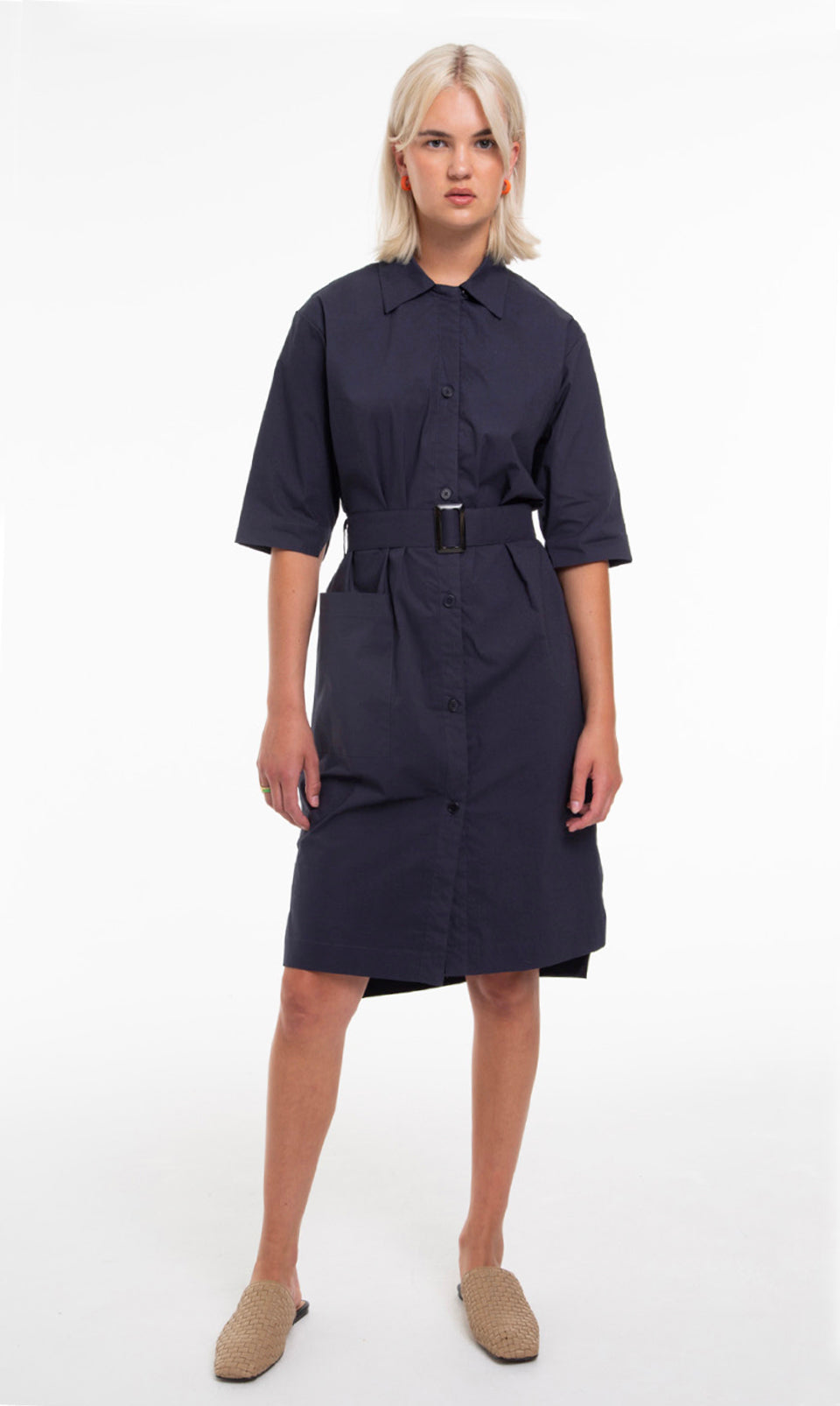 Modern Shirt Dress with 3/4 Sleeve